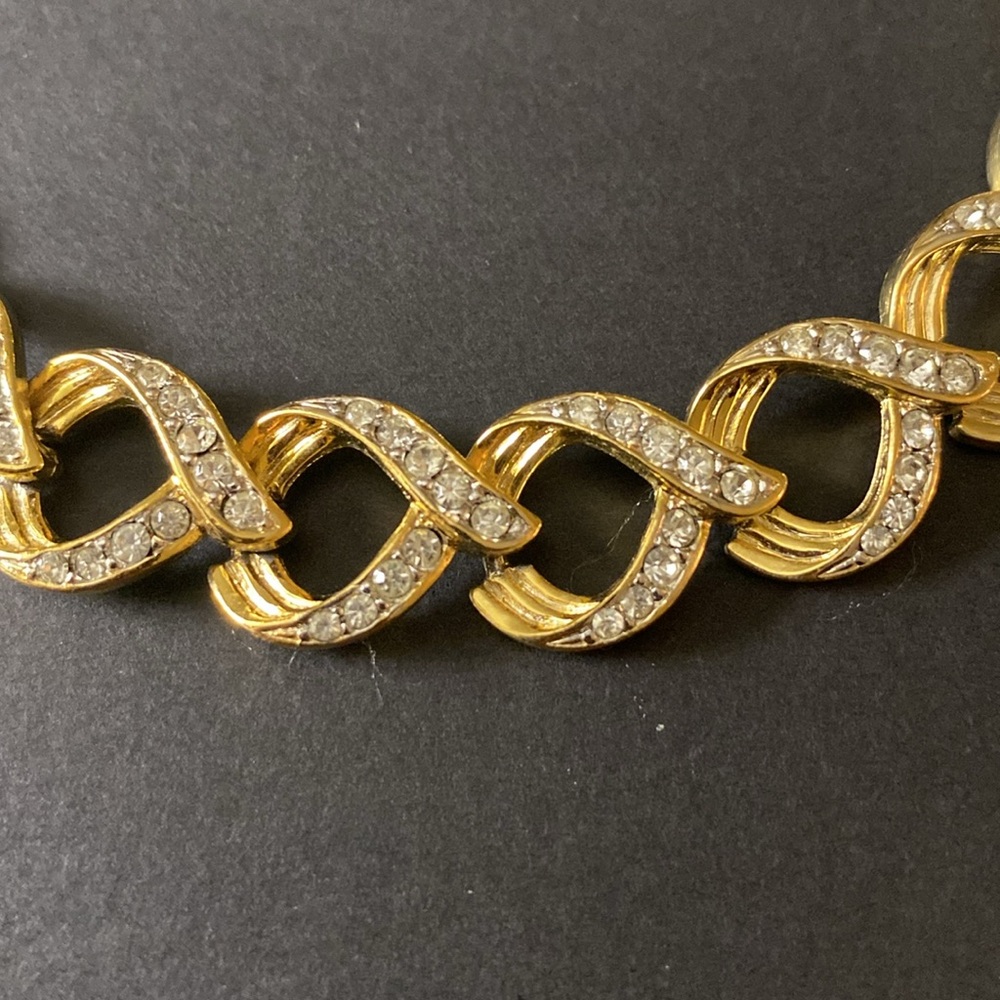Napier Vintage 90's Chunky Rhinestone Collar Choker Necklace - Picture 3 of 7